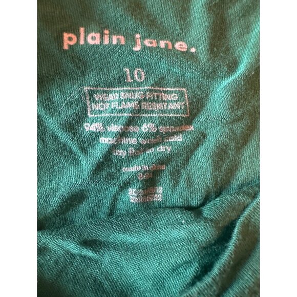 Plain Jane Emerald Green 2 Piece Thermal Pajama Set Girls Size 10 Long Sleeve - Picture 2 of 5